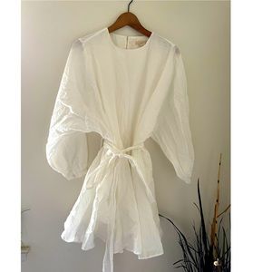 Balloon Sleeve White Dress